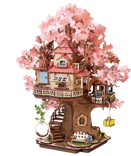 RoboTime Rolife drevená 3D skladačka domček na strome Sakura