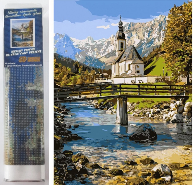 Diamantové maľovanie – Kostol v Ramsau 30 × 40 cm