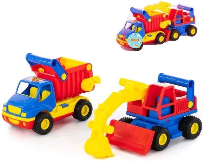 Sklápač a bager ConsTruck – sada 2 kusov
