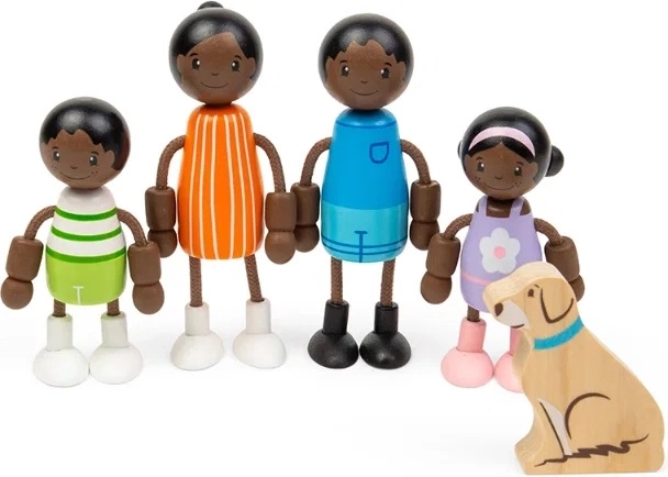 Tidlo drevené bábiky do domčeka – africká rodina