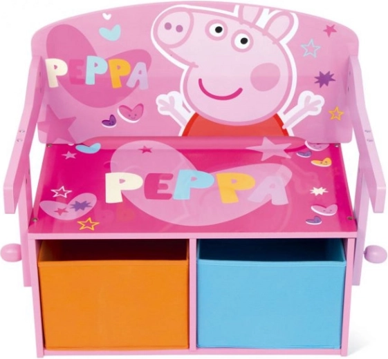 Detská lavica Peppa Pig 3 v 1 (lavica, písací stôl a box na hračky)