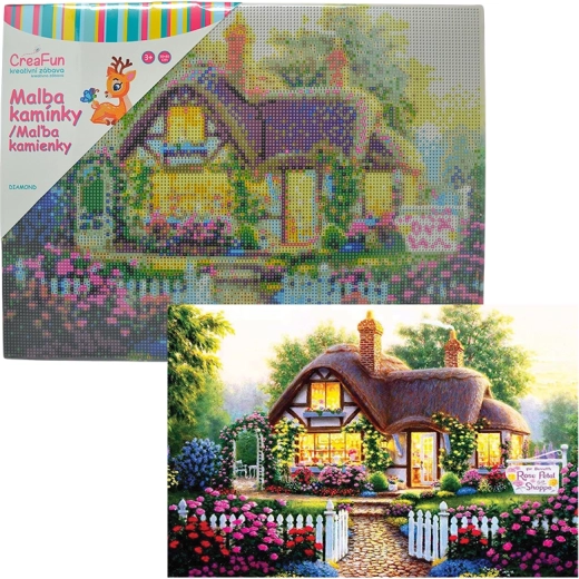 Diamantové maľovanie kvetinová chalúpka 30 × 40 cm