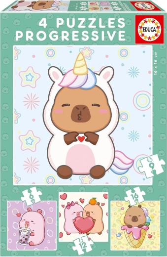 Puzzle EDUCA CapyFun 4v1 (6, 9, 12, 16 dielikov)