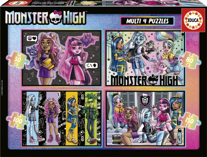 EDUCA Puzzle Monster High 4v1 (50,80,100,150 dielikov)