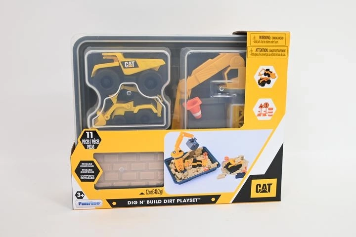 Stavebné vozidlá CAT s pieskovou modelínou v kufríku