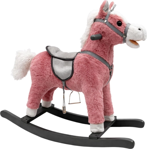 Ružový hojdací koník so zvukmi 74 cm