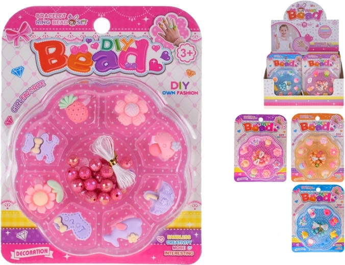 Korálky na navliekanie s prstienkami – 4 farby, 16 ks