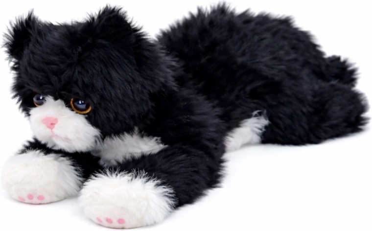 Plyšová mačka ležiaca čierno-biela 38 cm