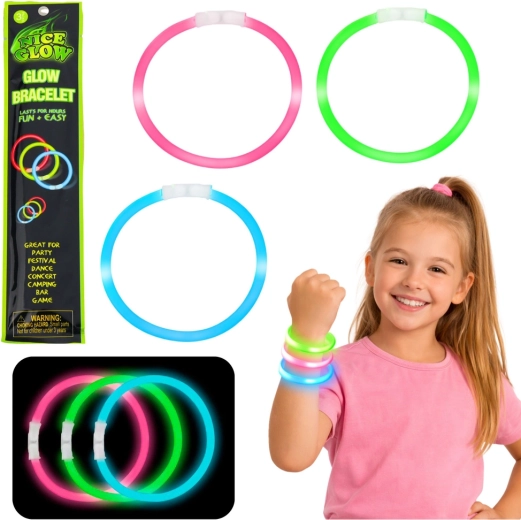 Fluorescenčné svietiace náramky Glow Stick 3 ks, 20 cm
