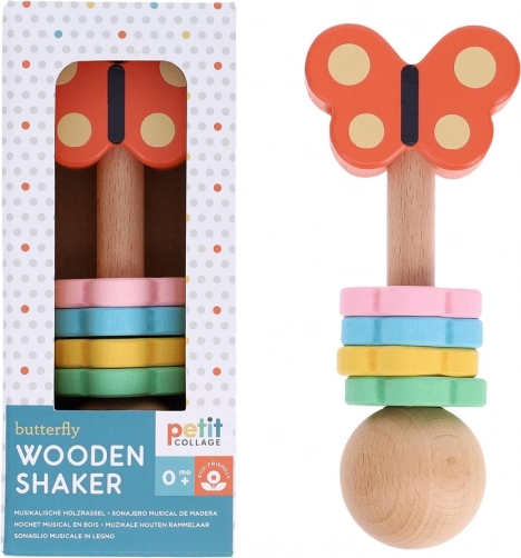 Drevené hrkálko Motýľ od Petit Collage