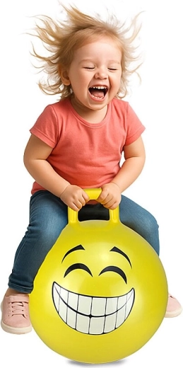 Skákacia lopta HoppyDoo Smile žltá 45 cm s pumpičkou