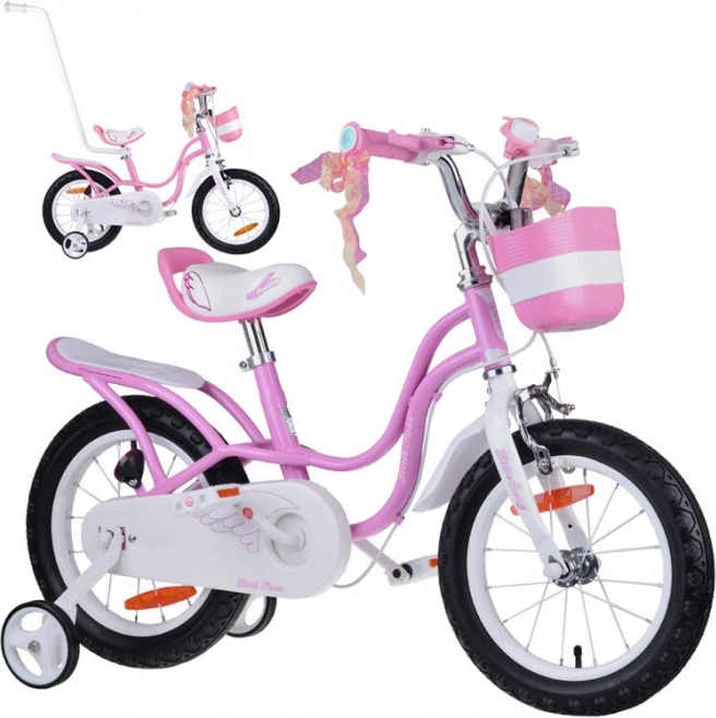 Detský bicykel 14" Little Swan s košíkom a pomocnými kolieskami ROYALBABY – Little