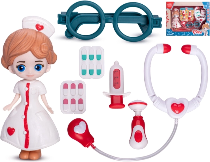 Bábika doktorka 16 cm s doplnkami