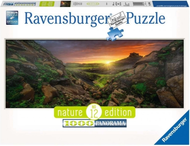 Panoramatické puzzle 1000 dielikov Islandský západ slnka