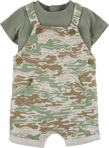 Carter's dvojdielna sada pre chlapca – tričko s krátkym rukávom a laclové šortky Green Camo (3 mesiace)