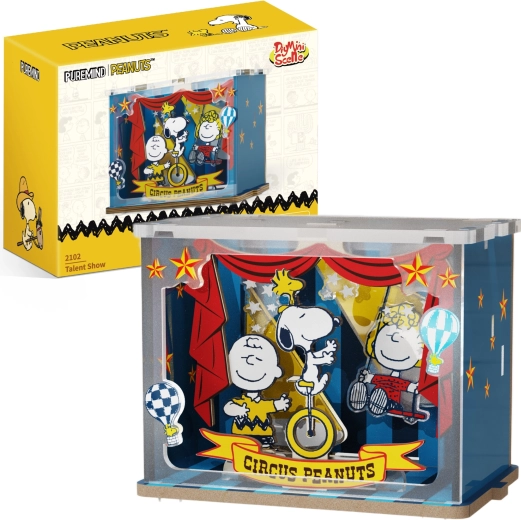 Puremind drevené 3D puzzle Snoopy PEANUTS – cirkusová scéna Talent Show