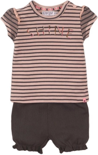 Dirkje detská 2-dielna súprava tričko a šortky, smokey pink/stripe/smokey grey