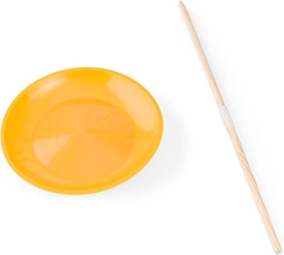 Točiaci cirkusový tanier s drevenou tyčou