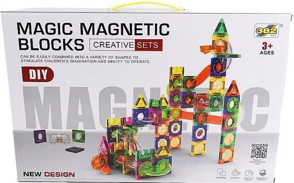 Magnetická stavebnica s guľôčkovou dráhou, 160 dielikov