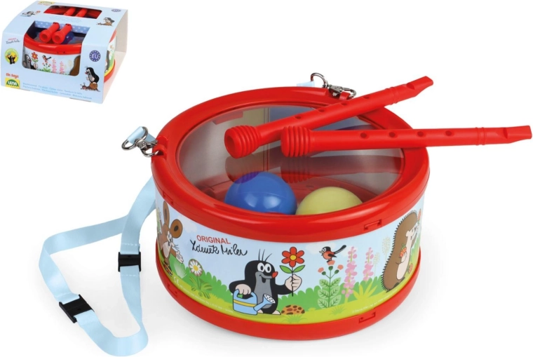 Plechový bubienok Krtko 21 cm s paličkami