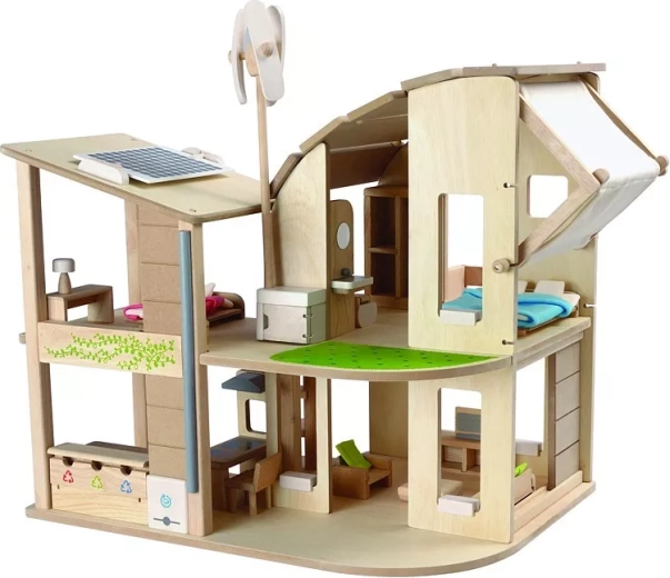 PlanToys eko domček pre bábiky s nábytkom