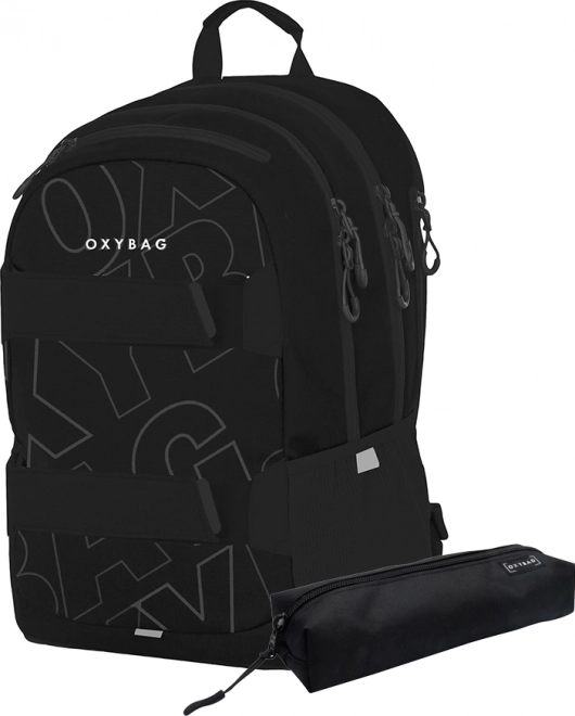 OXYBAG Študentský batoh + peračník OXY Sport Font White