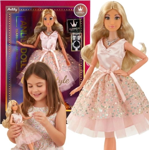 Bábika Woopie Royal Lily s dlhými blond vlasmi v ružových šatách, 30 cm