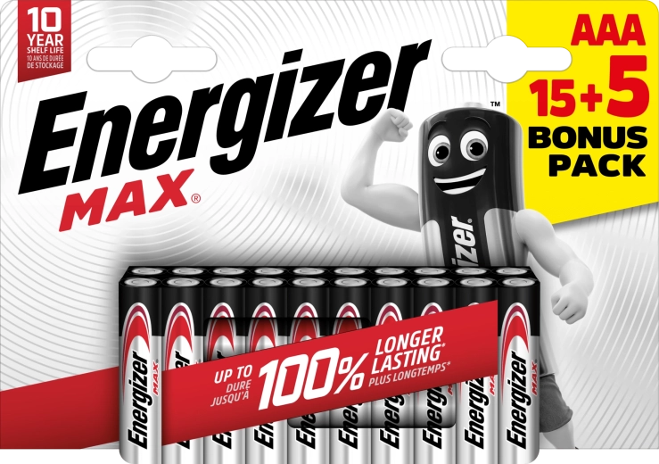 Energizer Max AAA alkalické batérie 20 ks