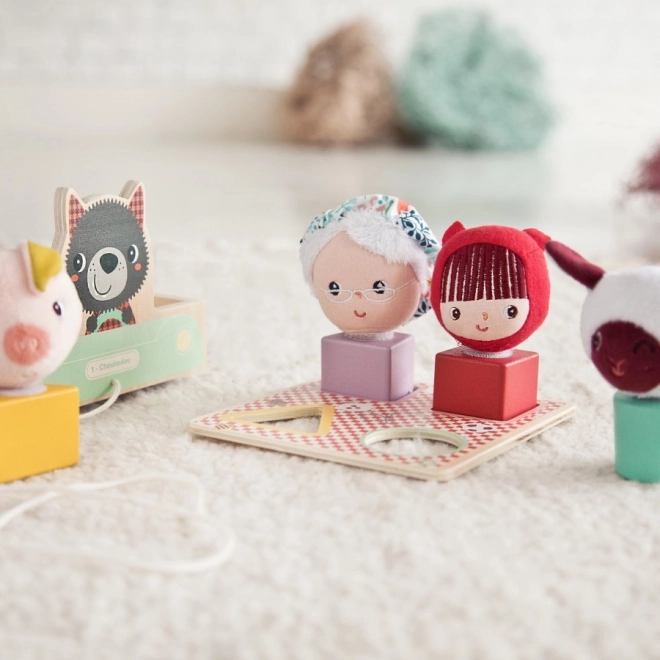 Ťahací vozík Lilliputiens vlk Ľudovít s aktivitami a vkladačkou tvarov