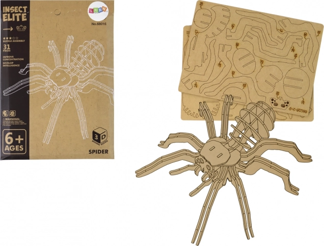 3D priestorové drevené puzzle Spider Educational Folding 31 dielikov