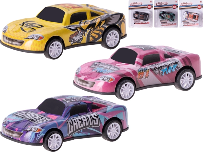 Kovové pretekárske autíčko s pohonom na spätné natiahnutie 10 cm