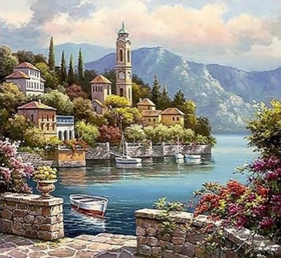 Diamantové maľovanie Talianske pobrežie 30 × 40 cm