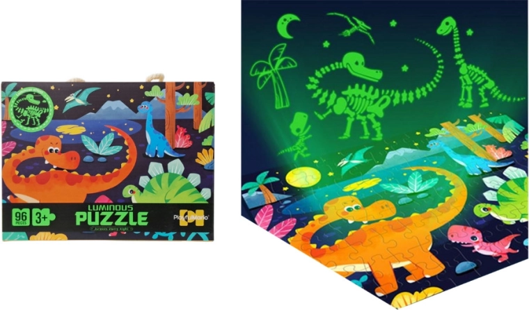 Svetielkujúce puzzle do tmy – dinosaury, 96 dielikov