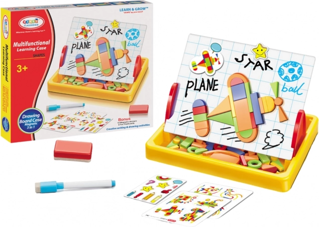 Magnetická tabuľa na kreslenie s geometrickými tvarmi a magnetmi