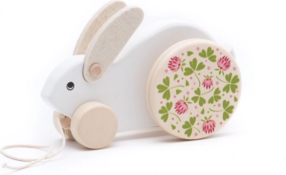 Veľký biely drevený ťahací králik Bajo