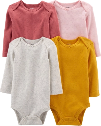 Dievčenské body Carter's s dlhým rukávom multicolor, 4 ks, veľkosť 56 (NB)