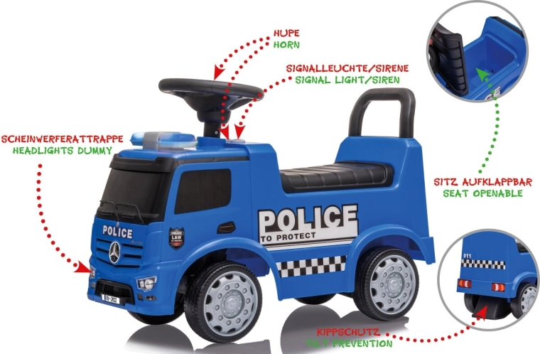Detské odrážadlo Mercedes-Benz Antos Police 2 v 1