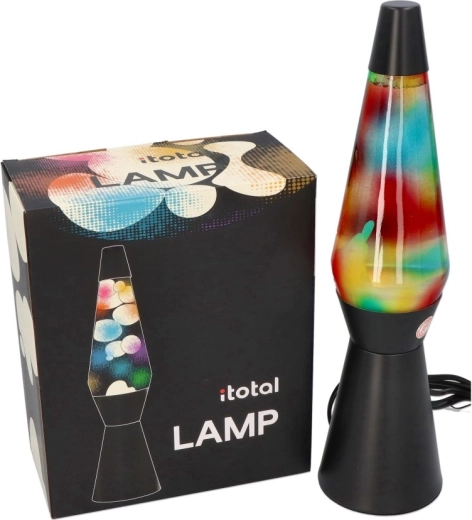 Dúhová lávová lampa s čiernym podstavcom