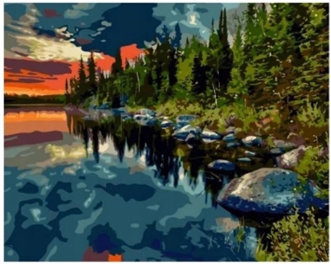 Diamantové maľovanie Les pri jazere 30 × 40 cm