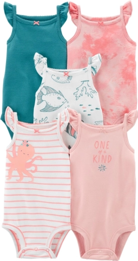 Dievčenské body Carter’s bez rukávov Pink Ocean (5 ks) 3 m