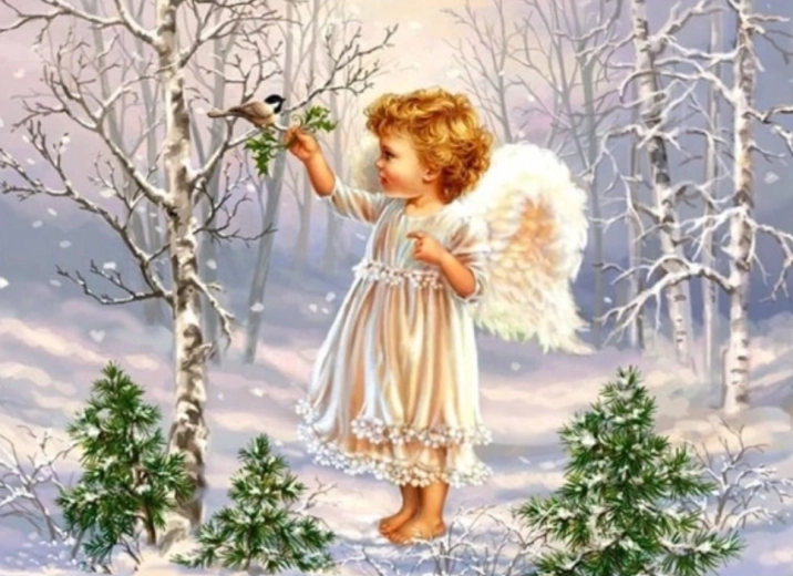 Diamantové maľovanie Anjelik v lese 30 × 40 cm