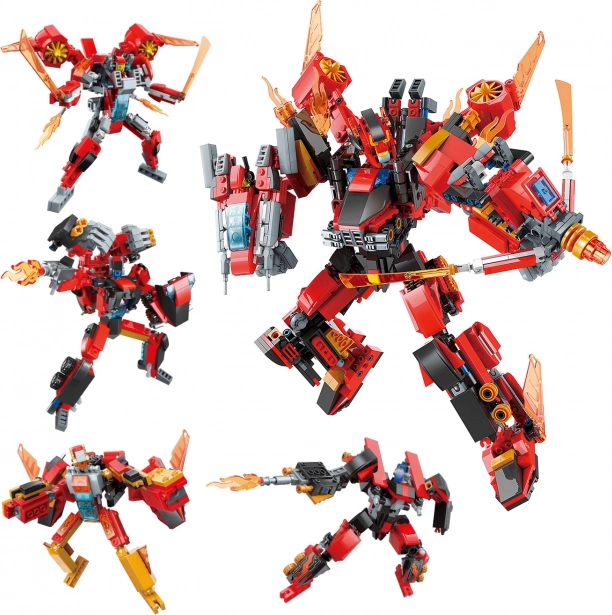 Qman Roaring Flame God General 4 v 1 stavebnica robotov 1201 dielikov