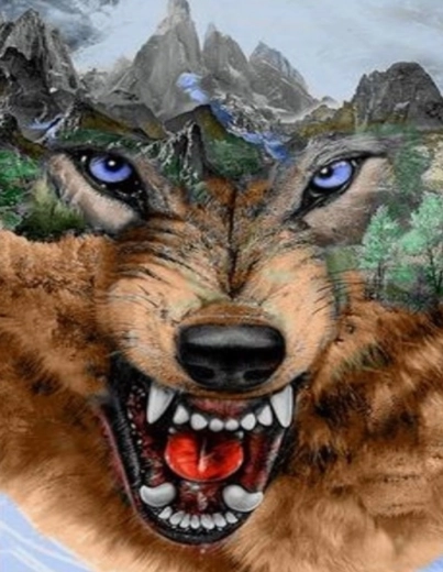 Norimpex diamantové maľovanie vlk a hory 80 × 40 cm