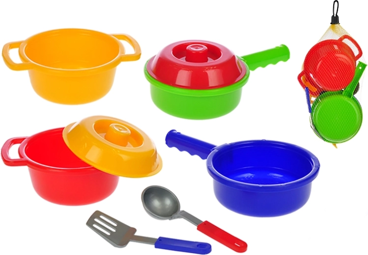 Detská sada riadu do kuchynky, 8 dielov v sieťke
