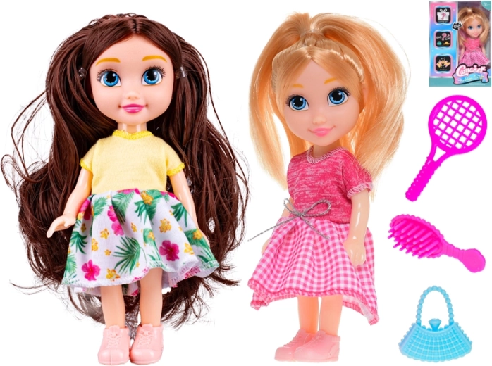 Bábika 14,5 cm s doplnkami – blondínka alebo brunetka