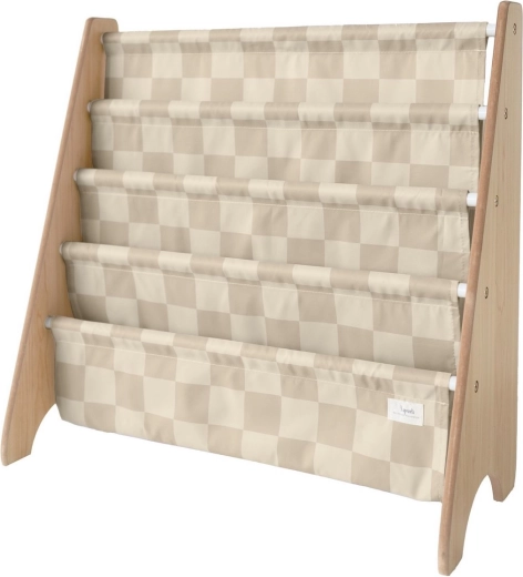 3 Sprouts stojan na knihy z recyklovaného polyesteru Checkerboard/Beige