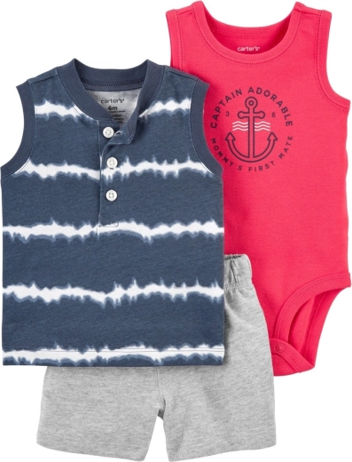 Carter’s 3-dielny letný set pre chlapca – body tielko, tielko bez rukávov a krátke nohavice, modrý (veľ. 62 / 3 m)