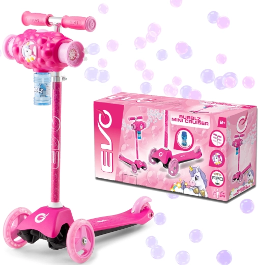 EVO Bubblz Mini Cruiser detská trojkoliesková kolobežka s bublifukom ružová