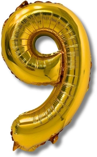 Fóliový balónik číslo 9, 40 cm, zlatý