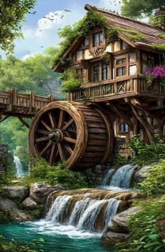 Norimpex diamantové maľovanie mlyn na potoku 30 × 40 cm